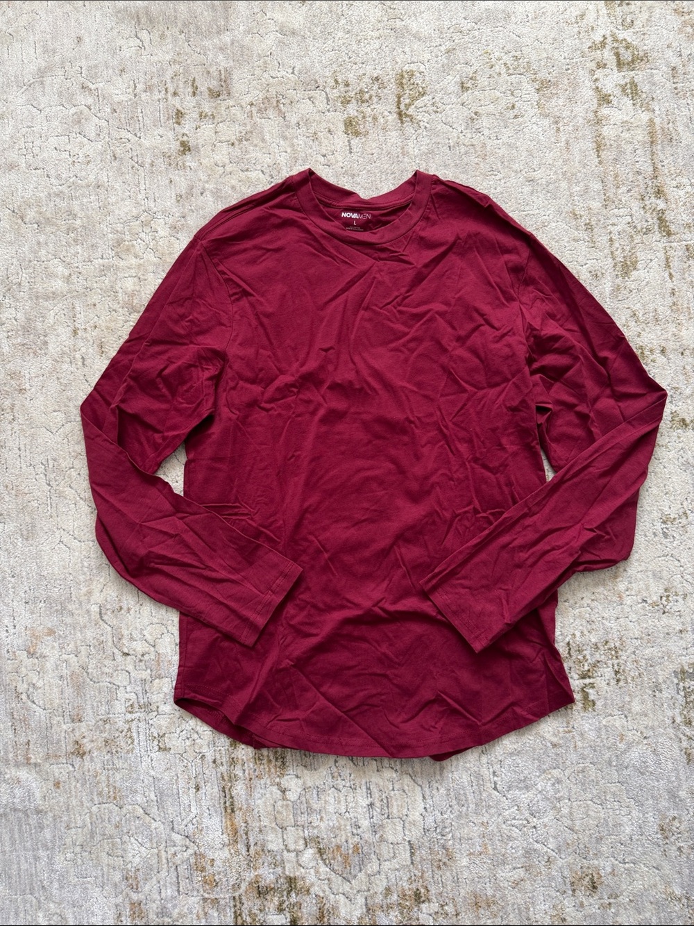 Fashion Nova Men's Long Sleeve Crewneck Shirt - Burgundy